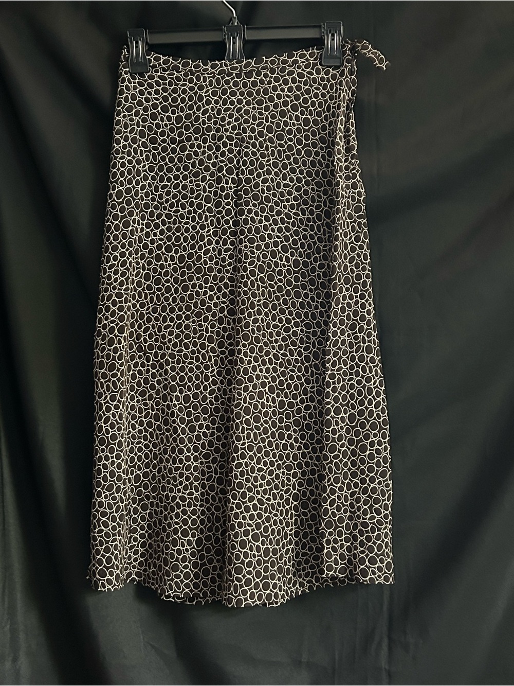 Rena Rowan Women's Black & White Circle-Print Midi Skirt 8 Petite